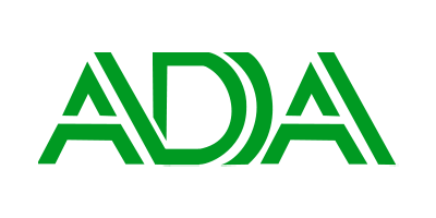 The image displays a logo with the text 'ADA' prominently featured in capital letters within a stylized green border, suggesting an association with accessibility or disability services, possibly related to audiology.